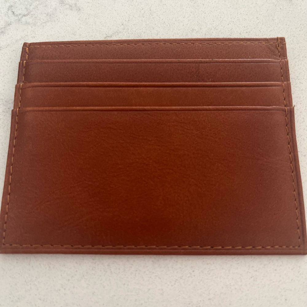 Tan original leather thin credit card holder